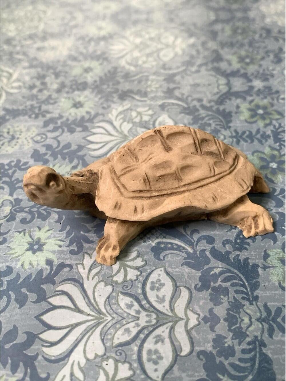 Wooden Tortoise Turtle Statue Hand Carved Sculpture Wood Decor Figurine Handmade